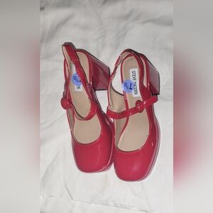Steve Madden Red Block Heel Mary Janes
